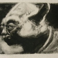 Yoda
monoprint    3"x7"