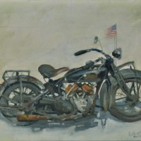 "Indian with U.S. flag"
oil on paper 12"x16"